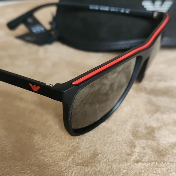 NWT ❗️ Emporio Armani men's sunglasses black and red with case - Picture 9 of 12